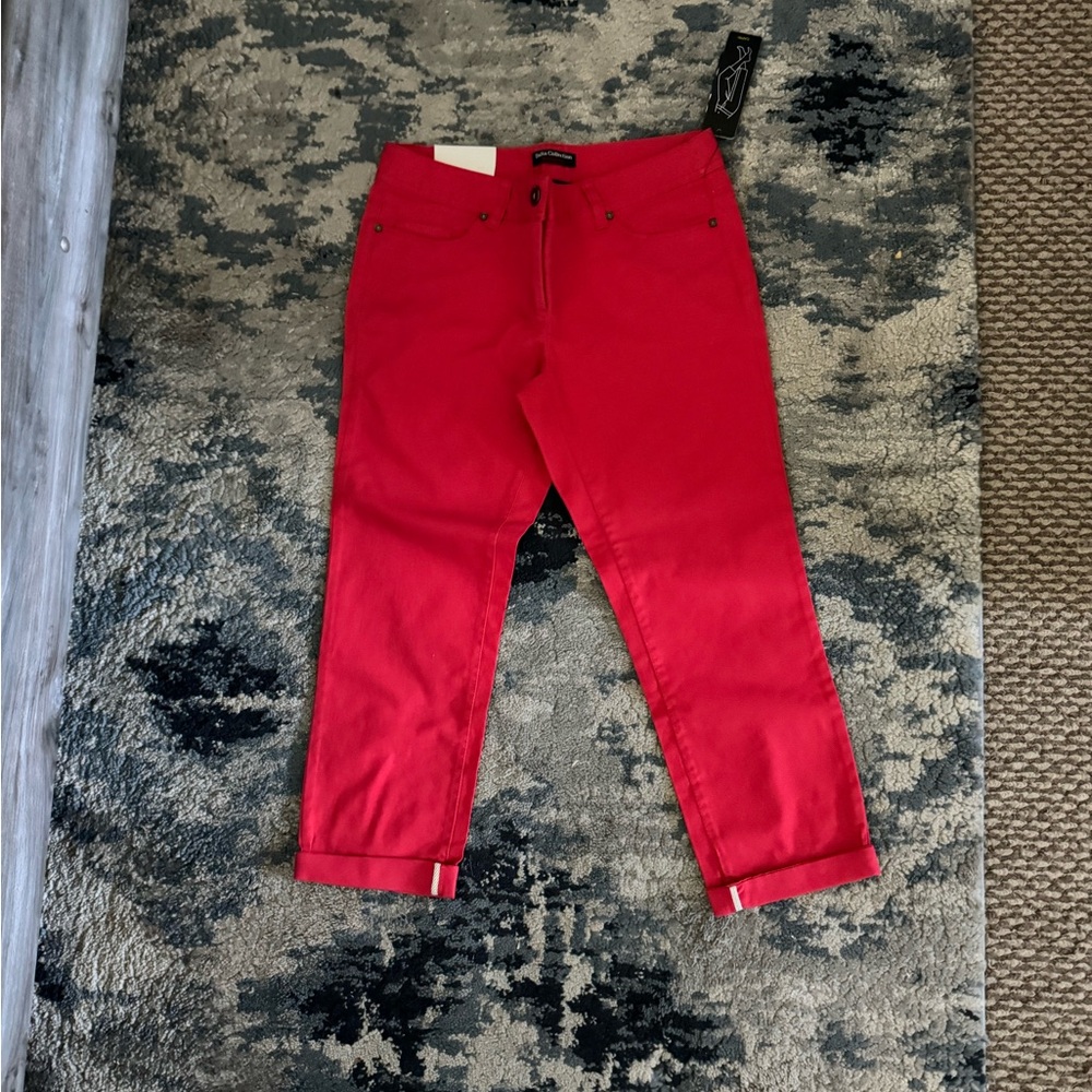 Dalia Collection Vibrant Red Cropped Pants